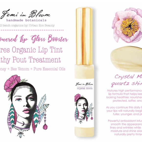 White Pearl Iridescent Shimmer Organic Lip Gloss Plumper Treatment Wand - Picture 2 of 16